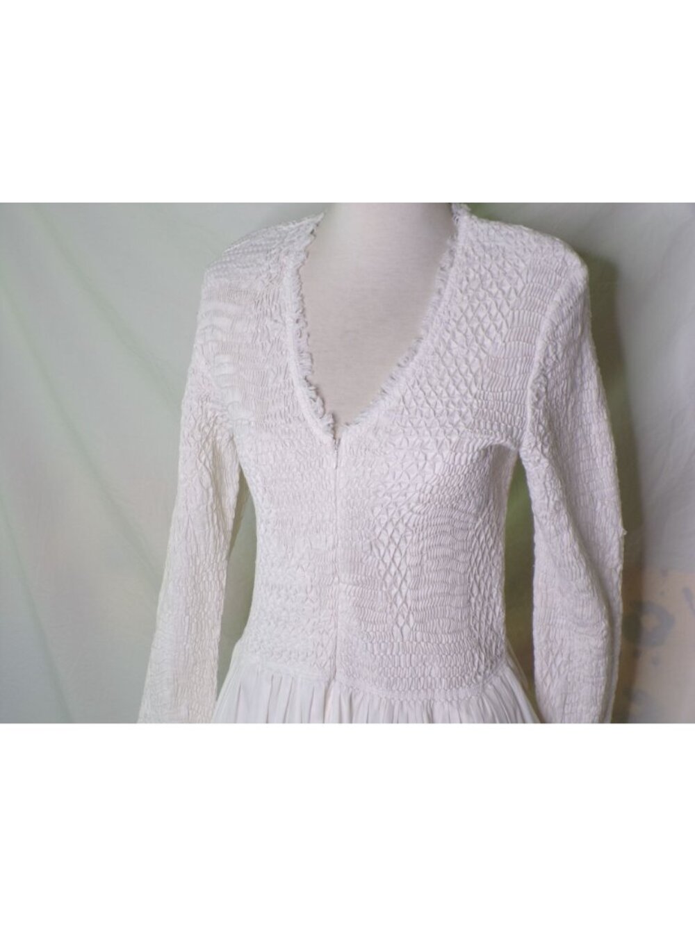 🆕SEA NEW YORK Casey Smocked Long Sleeve Midi Dress White 10 - Picture 15 of 16